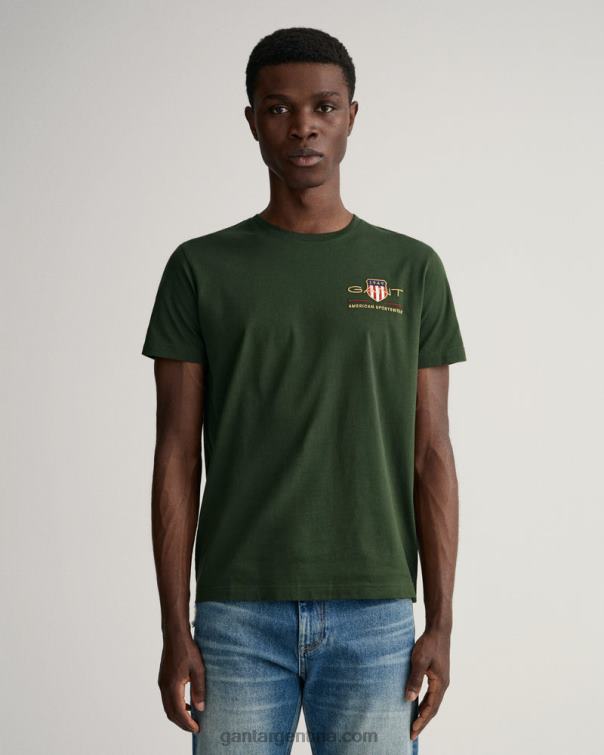 GANT hombres tormenta verde playera con bordado de escudo de archivo P0P02200