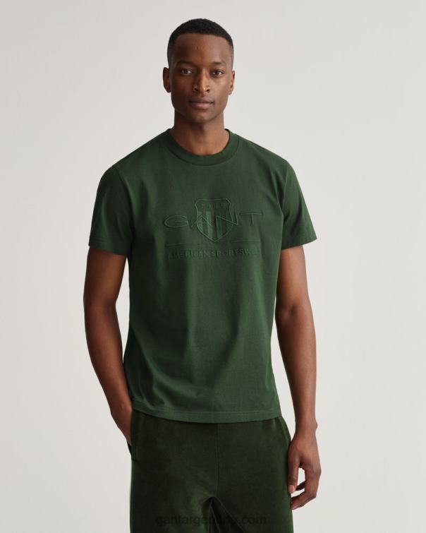 GANT hombres tormenta verde playera con escudo de archivo tonal P0P02157