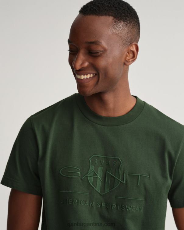 GANT hombres tormenta verde playera con escudo de archivo tonal P0P02157