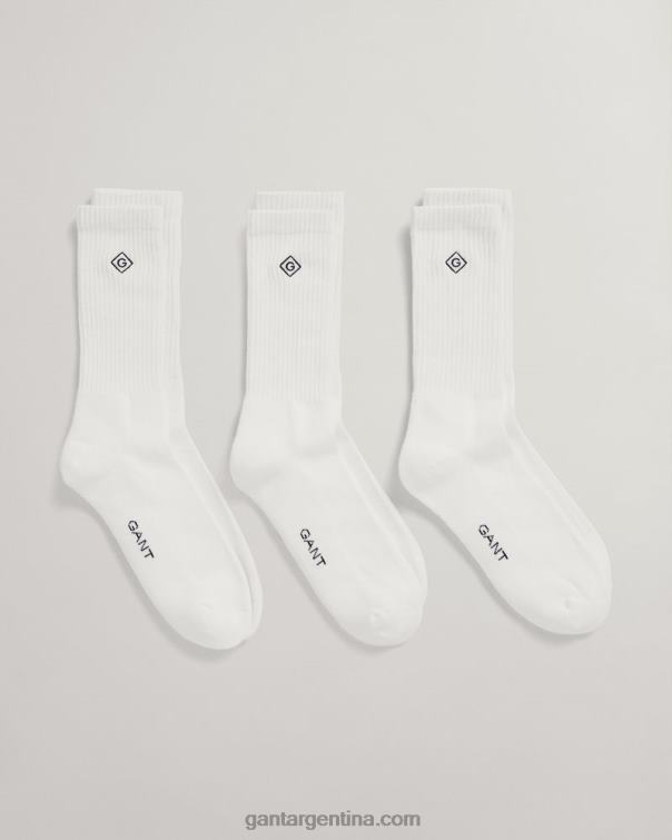 GANT hombres blanco Pack de 3 pares de calcetines deportivos P0P02528