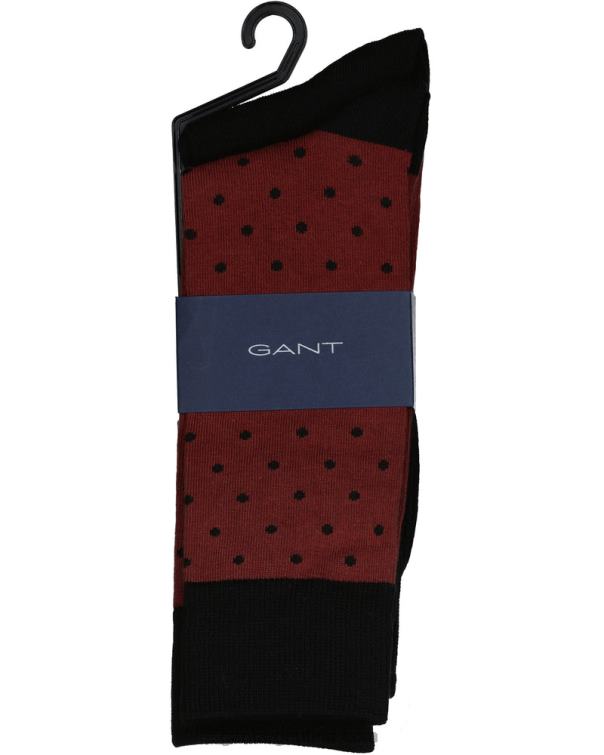 GANT hombres borgoña Pack de 2 calcetines lisos y de lunares P0P02534