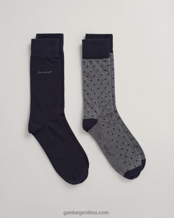 GANT hombres mezcla de carbón Pack de 2 calcetines lisos y de lunares P0P02524