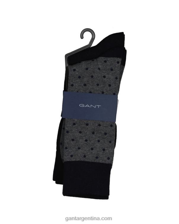 GANT hombres mezcla de carbón Pack de 2 calcetines lisos y de lunares P0P02524
