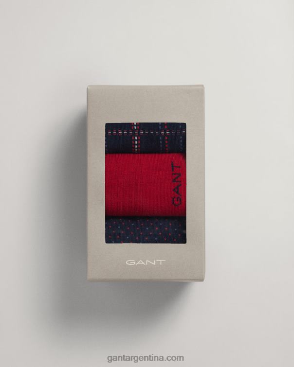 GANT hombres noche azul Pack de 3 calcetines de cuadros con caja regalo P0P02514