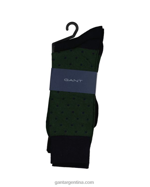 GANT hombres tormenta verde Pack de 2 calcetines lisos y de lunares P0P02523