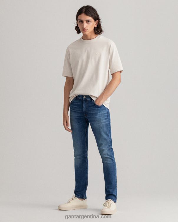 GANT hombres azul medio roto en vaqueros maxen extra slim fit retro shield P0P02416