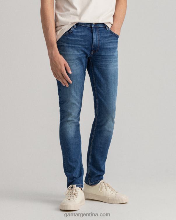 GANT hombres azul medio roto en vaqueros maxen extra slim fit retro shield P0P02416