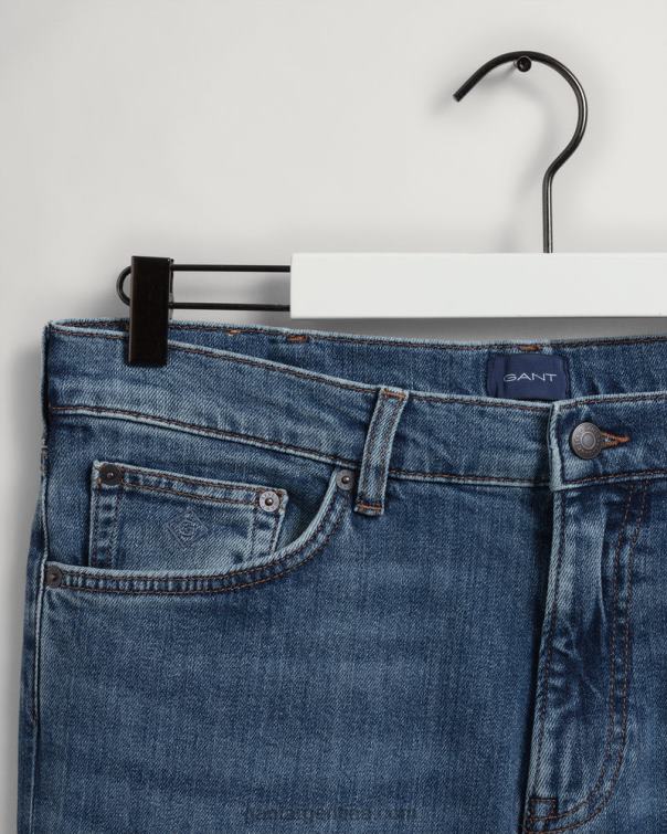 GANT hombres azul medio usado en vaqueros arley de corte regular P0P02414