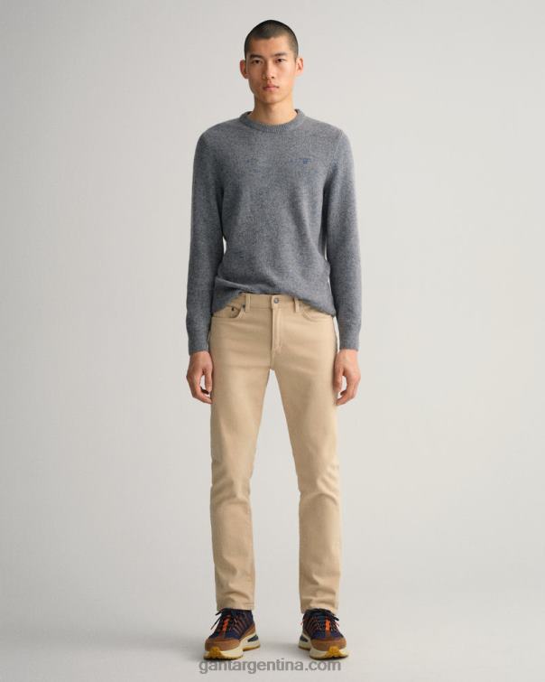 GANT hombres beige avellana vaqueros arley de sarga suave de corte regular P0P02421