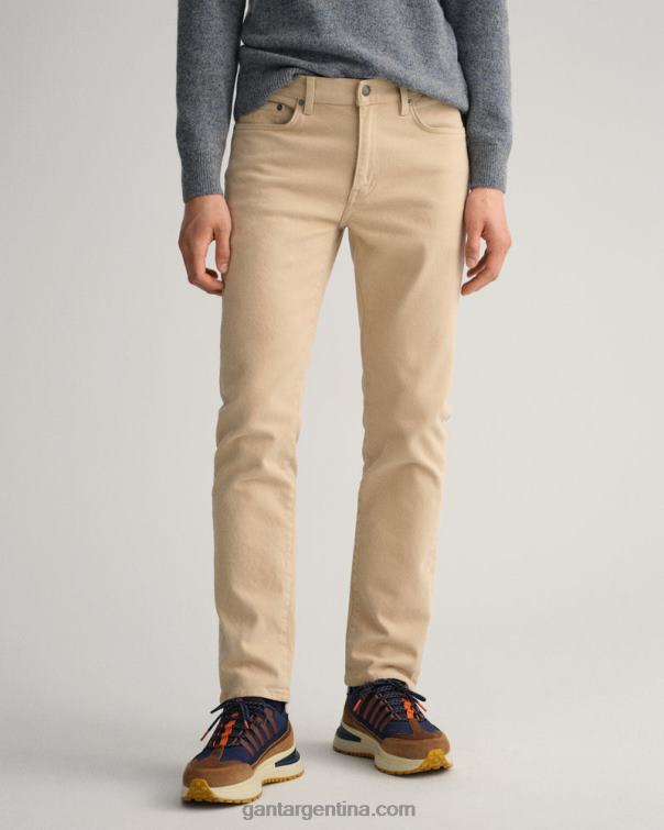 GANT hombres beige avellana vaqueros arley de sarga suave de corte regular P0P02421