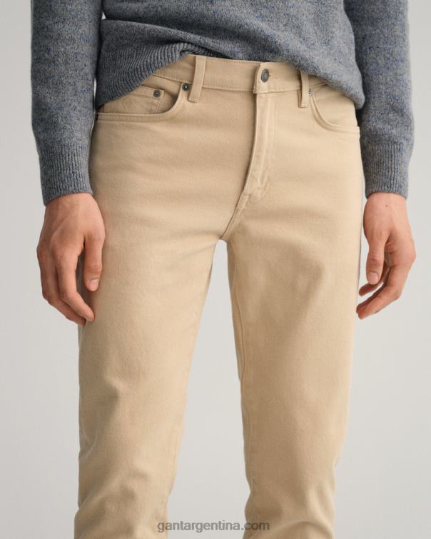 GANT hombres beige avellana vaqueros arley de sarga suave de corte regular P0P02421