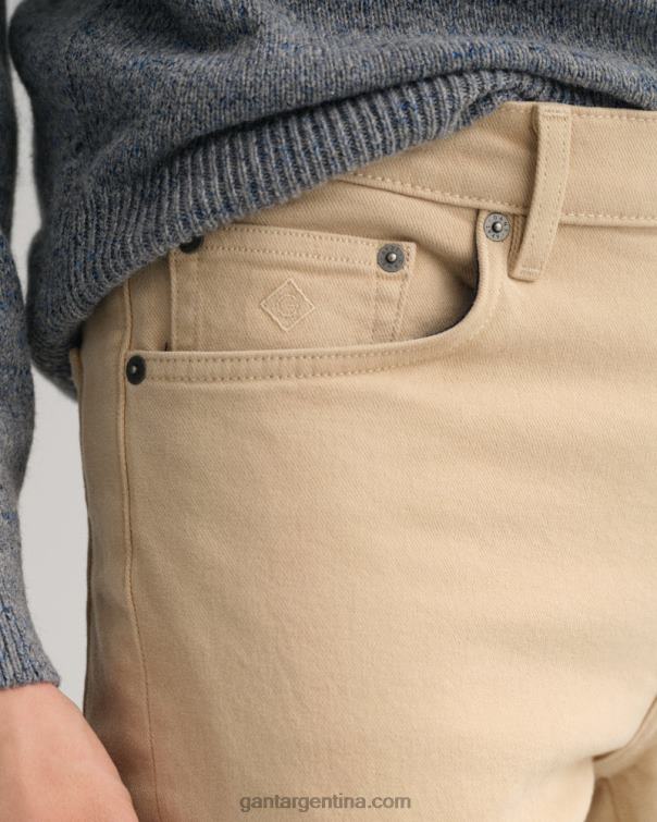 GANT hombres beige avellana vaqueros arley de sarga suave de corte regular P0P02421