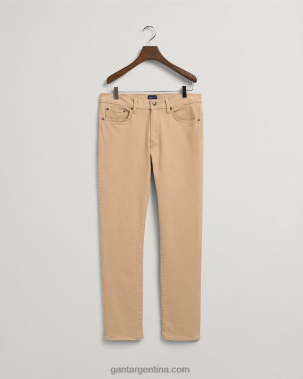 GANT hombres beige avellana vaqueros arley de sarga suave de corte regular P0P02421