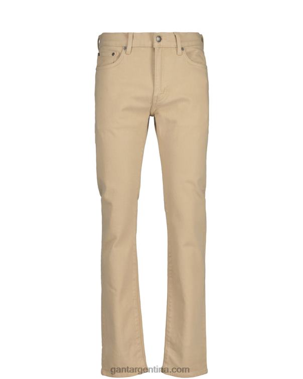 GANT hombres beige avellana vaqueros arley de sarga suave de corte regular P0P02421