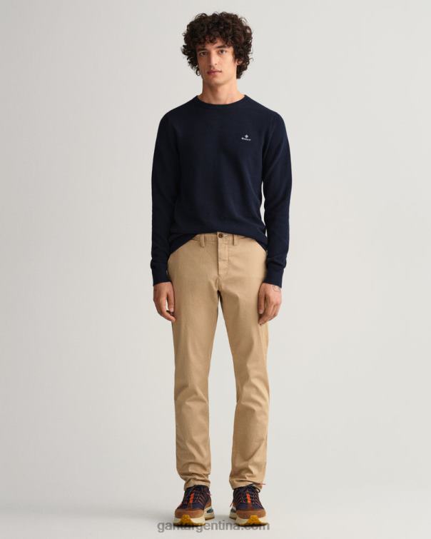 GANT hombres caqui oscuro pantalones chinos de sarga slim fit de hallden P0P02406