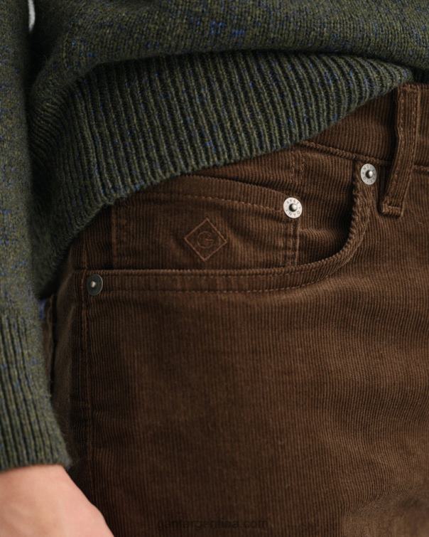 GANT hombres marrón rico jeans Hayes slim de pana P0P02420