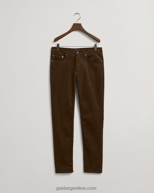 GANT hombres marrón rico jeans Hayes slim de pana P0P02420