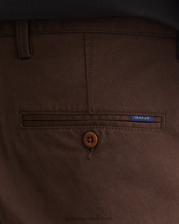 GANT hombres marrón rico pantalones chinos de sarga slim fit de hallden P0P02413
