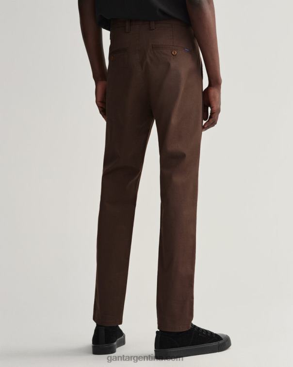 GANT hombres marrón rico pantalones chinos de sarga slim fit de hallden P0P02413