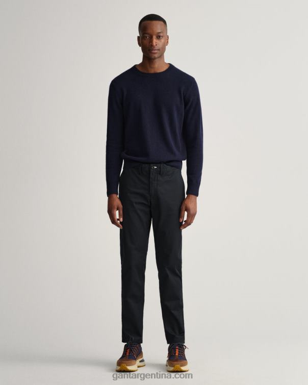 GANT hombres negro pantalones chinos de sarga slim fit de hallden P0P02419