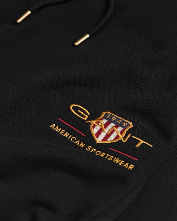 GANT hombres negro pantalones de chándal con escudo de archivo P0P02265