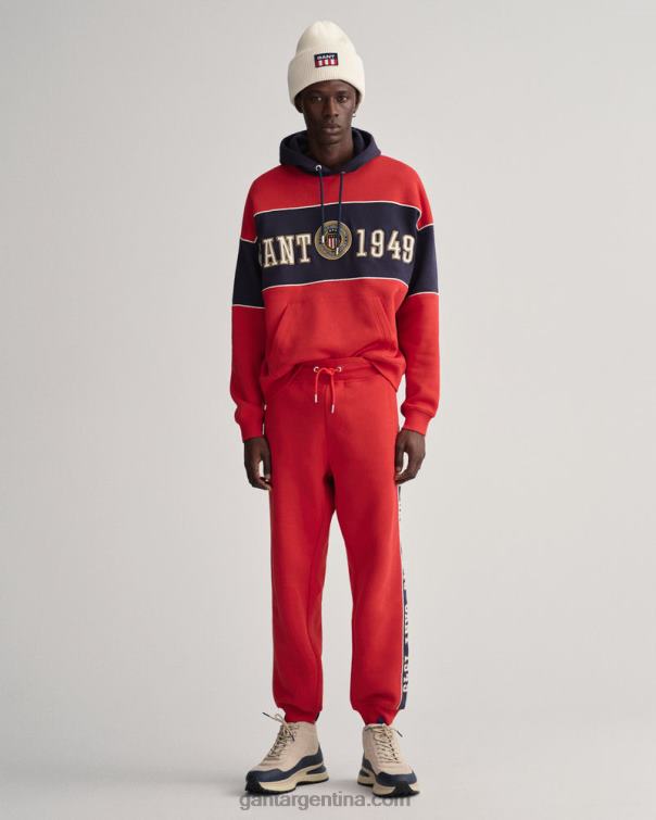 GANT hombres rojo rubí pantalones de chándal con lados en contraste P0P02228