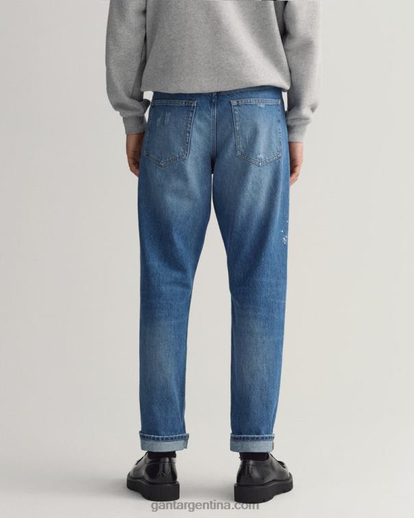 GANT hombres vintage azul medio jeans desgastados y rotos P0P02405