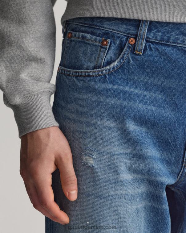GANT hombres vintage azul medio jeans desgastados y rotos P0P02405