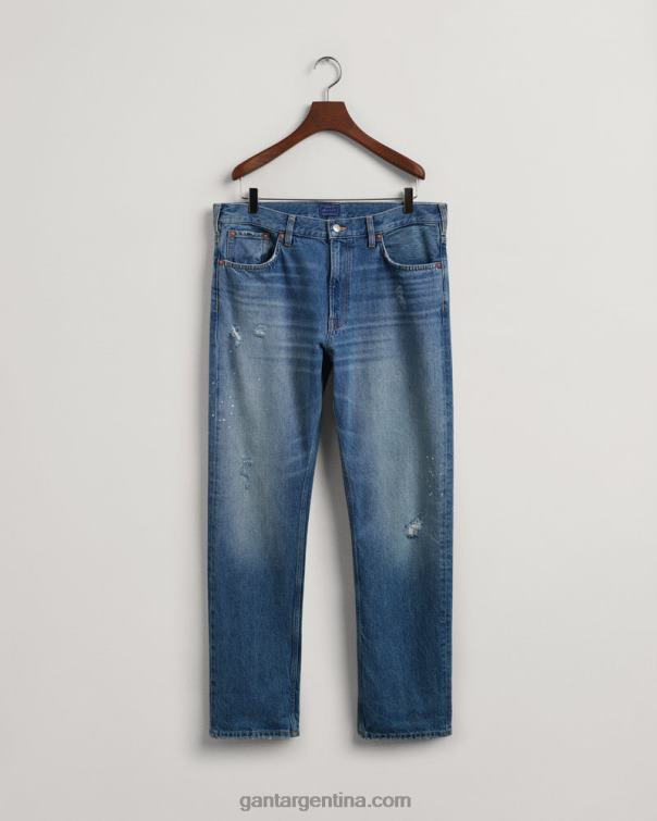 GANT hombres vintage azul medio jeans desgastados y rotos P0P02405