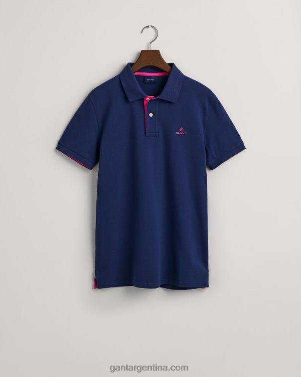 GANT hombres azul persa jersey de piqué con cuello en contraste P0P02120