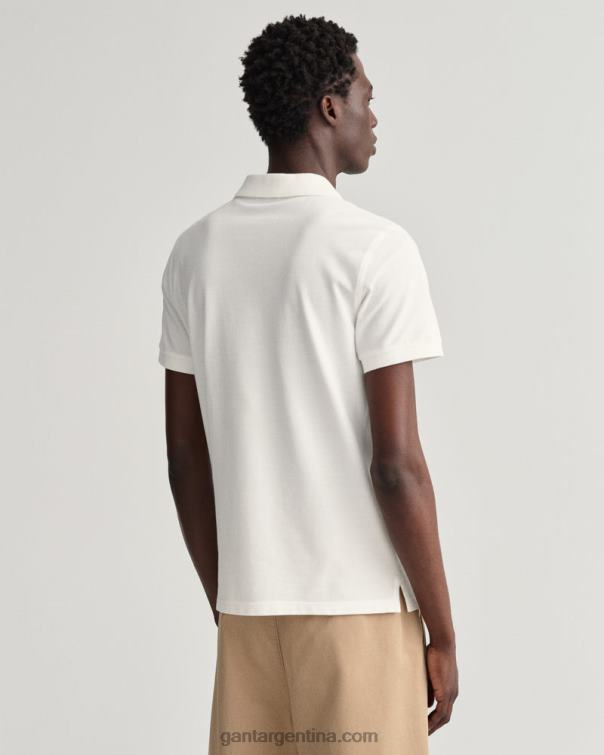 GANT hombres blanco polo de piqué original P0P02106