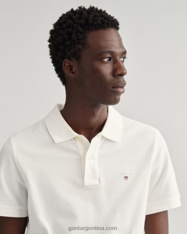 GANT hombres blanco polo de piqué original P0P02106