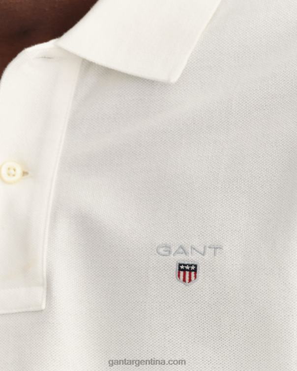 GANT hombres blanco polo de piqué original P0P02106