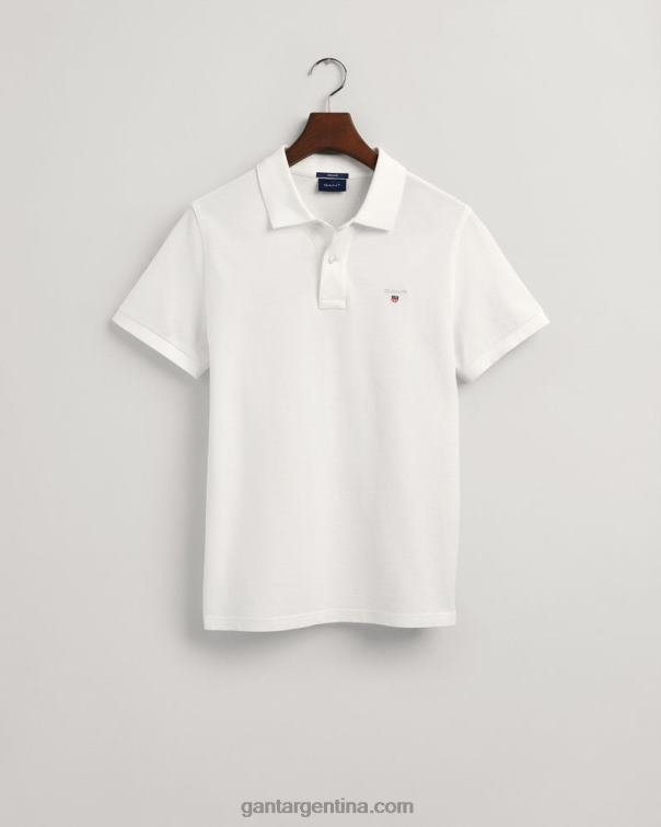 GANT hombres blanco polo de piqué original P0P02106
