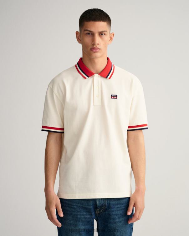 GANT hombres crema polo de piqué con bandera retro P0P02122