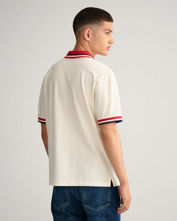 GANT hombres crema polo de piqué con bandera retro P0P02122
