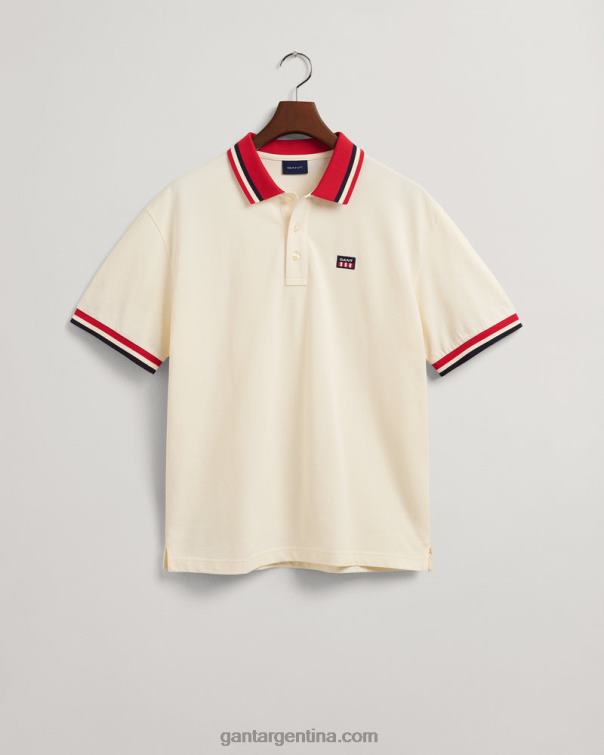 GANT hombres crema polo de piqué con bandera retro P0P02122