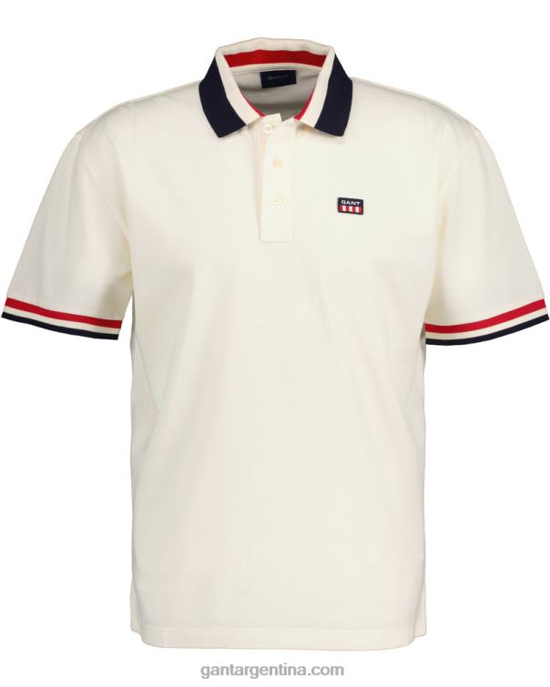 GANT hombres crema polo de piqué con bandera retro P0P02122