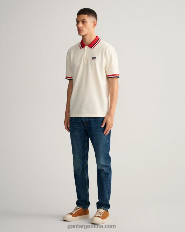 GANT hombres crema polo de piqué con bandera retro P0P02122