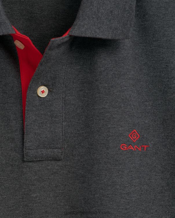 GANT hombres mezcla antracita jersey de piqué con cuello en contraste P0P02115