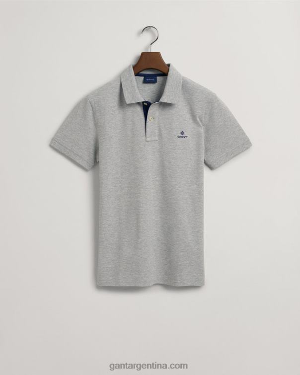 GANT hombres mezcla de grises jersey de piqué con cuello en contraste P0P02102