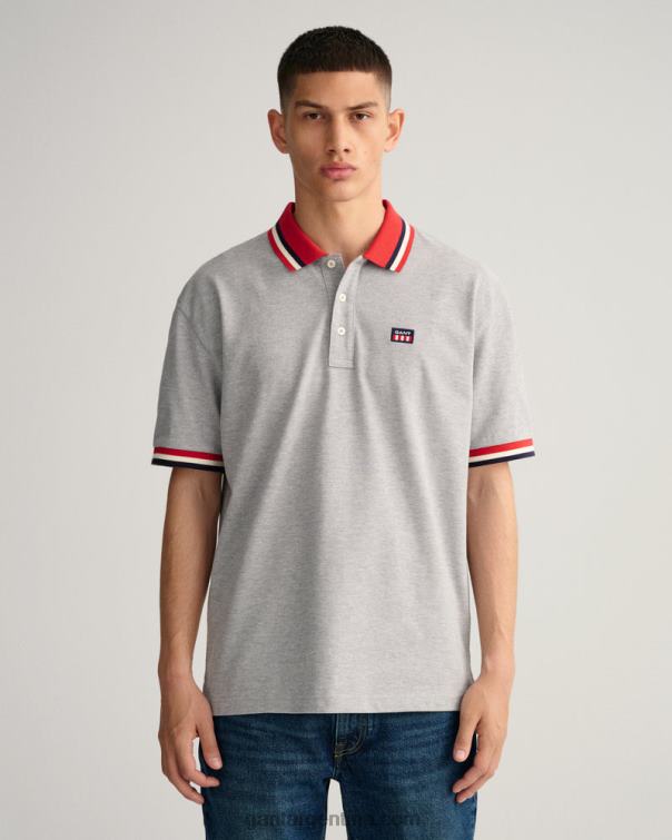 GANT hombres mezcla de grises polo de piqué con bandera retro P0P02125
