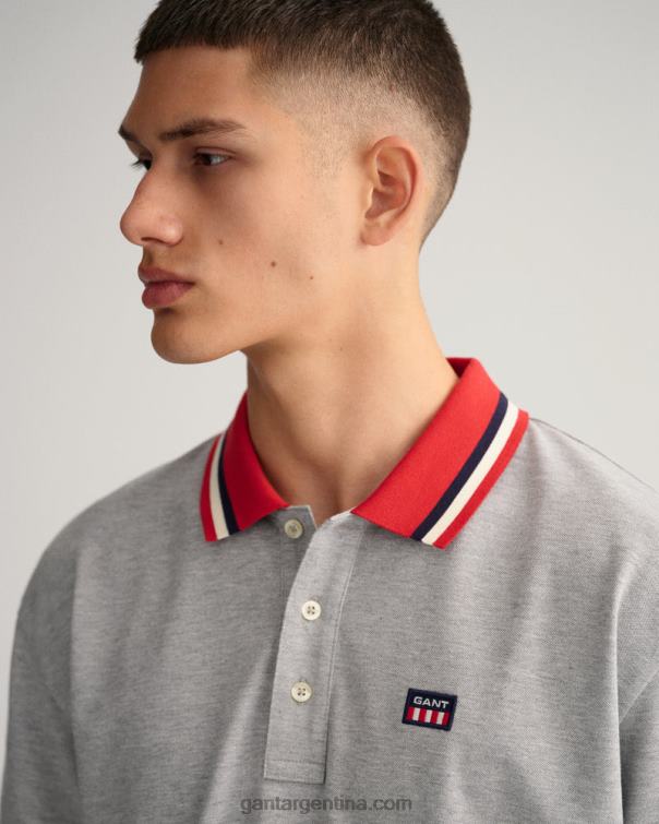 GANT hombres mezcla de grises polo de piqué con bandera retro P0P02125