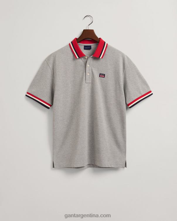 GANT hombres mezcla de grises polo de piqué con bandera retro P0P02125
