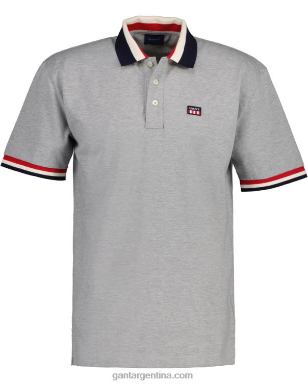 GANT hombres mezcla de grises polo de piqué con bandera retro P0P02125