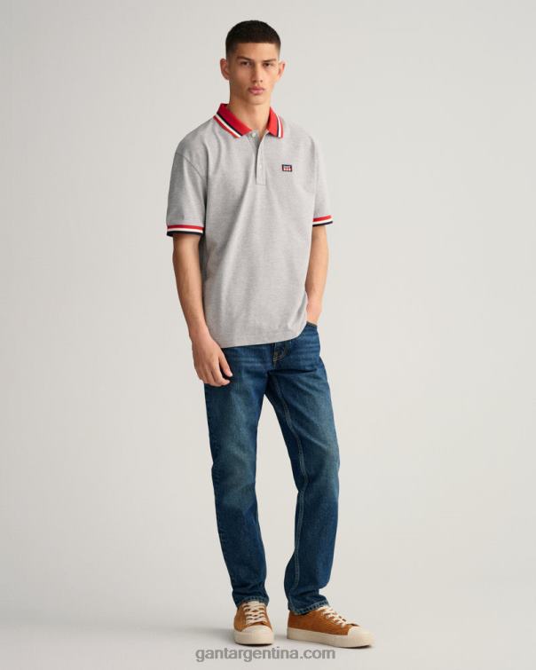 GANT hombres mezcla de grises polo de piqué con bandera retro P0P02125