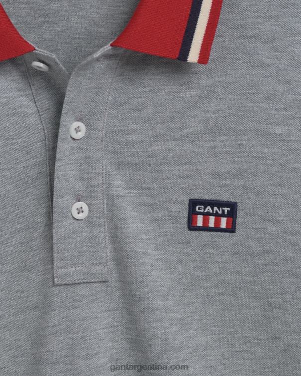 GANT hombres mezcla de grises polo de piqué con bandera retro P0P02125