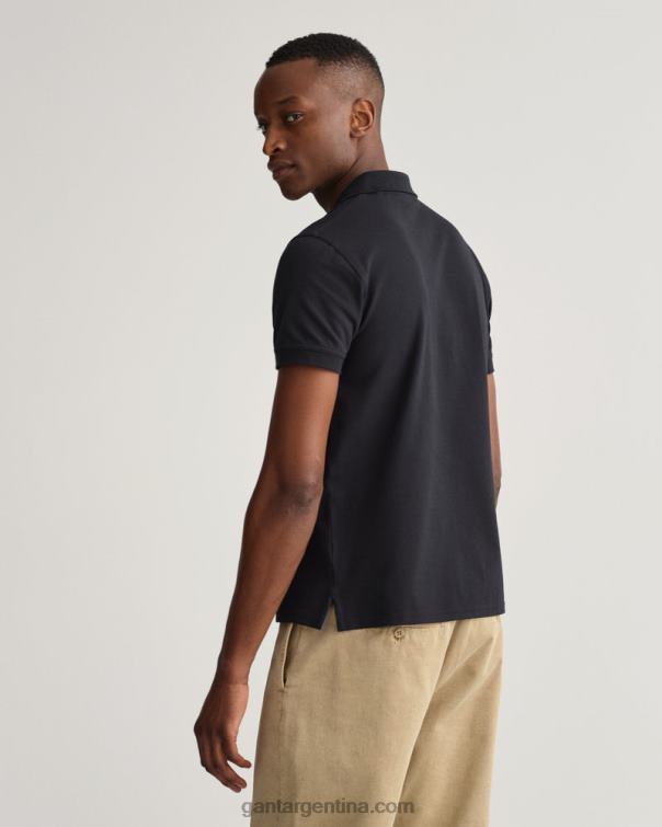 GANT hombres negro jersey de piqué con cuello en contraste P0P02114