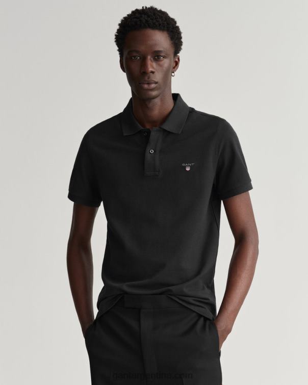 GANT hombres negro polo de piqué original P0P02104