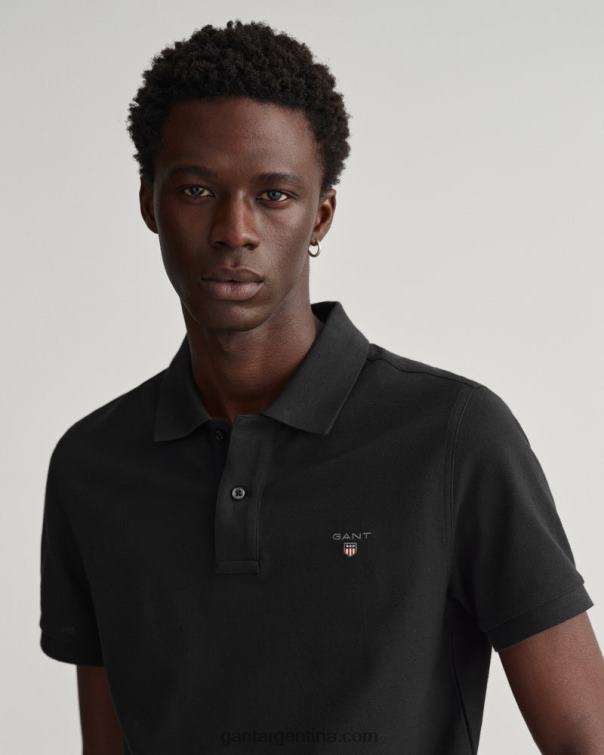 GANT hombres negro polo de piqué original P0P02104